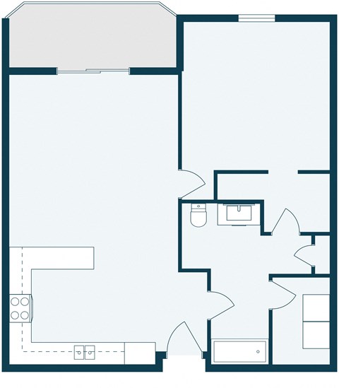 Diamond Bend in Mandan, ND | One Bedroom Floor Plan 11A